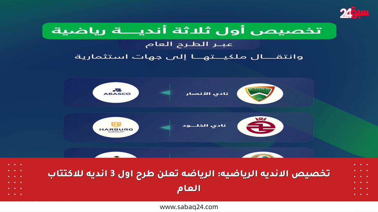 تخصيص الأندية الرياضية: الرياضة تعلن طرح أول 3 أندية للاكتتاب العام